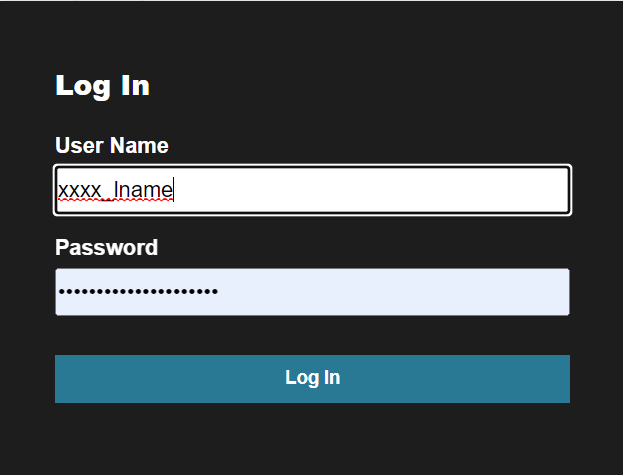 SolarWinds Log In page Username Password